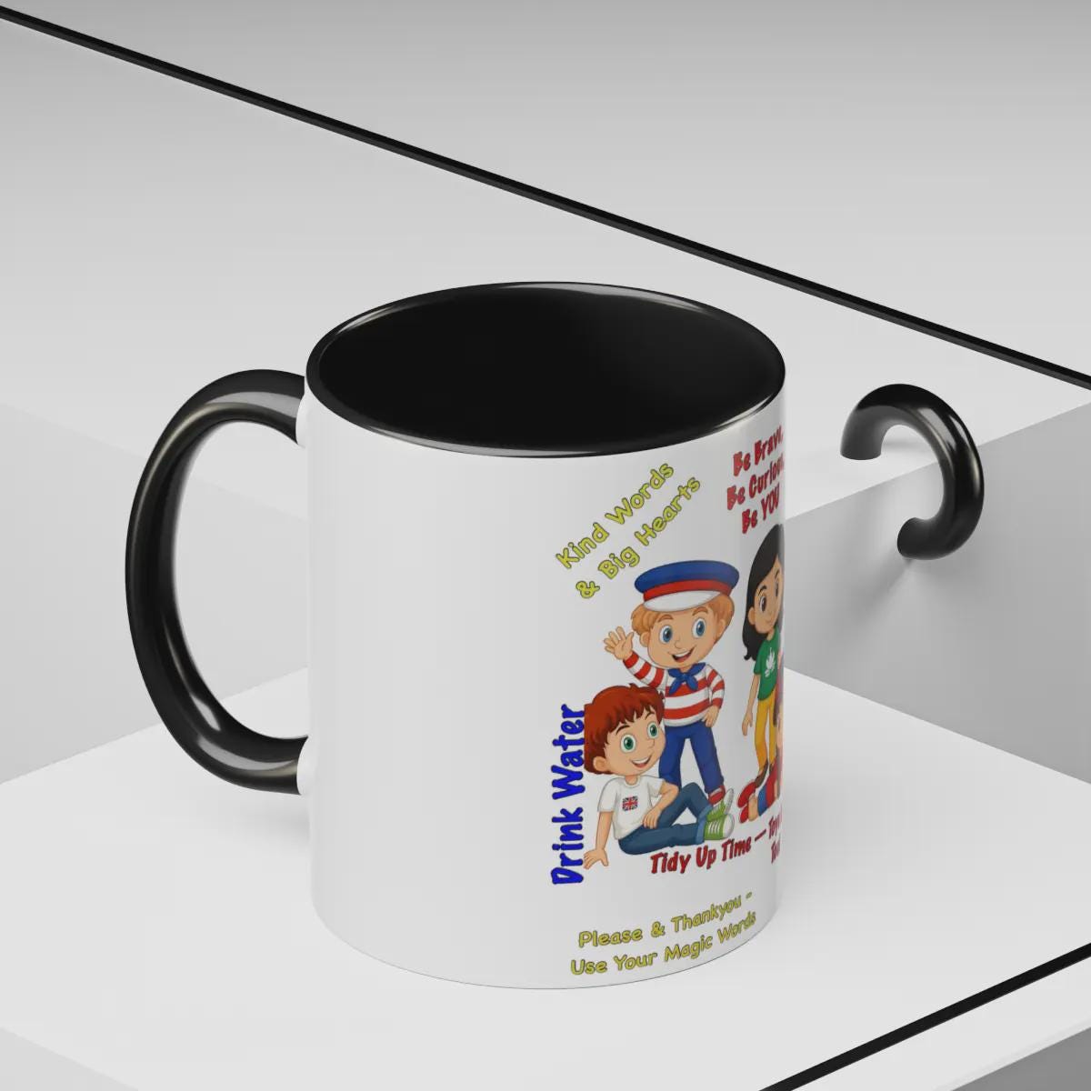 Inspirational Kids' Coffee Mug - "Be Brave, Be Curious, Be YOU" - Fun Educational Design